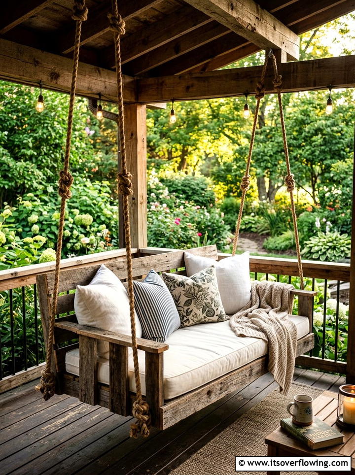 Pallet porch swing - 25 garden decor ideas with reclaimed wood