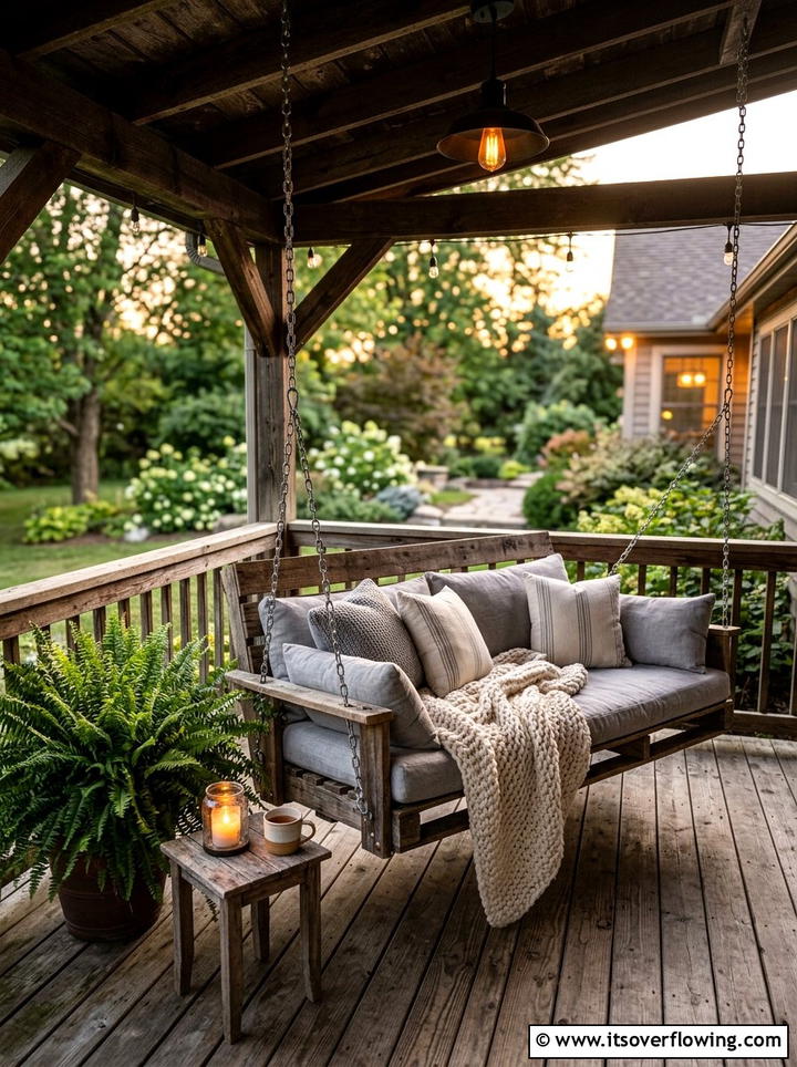 Pallet porch swing - 25 recycled garden ideas with pallets