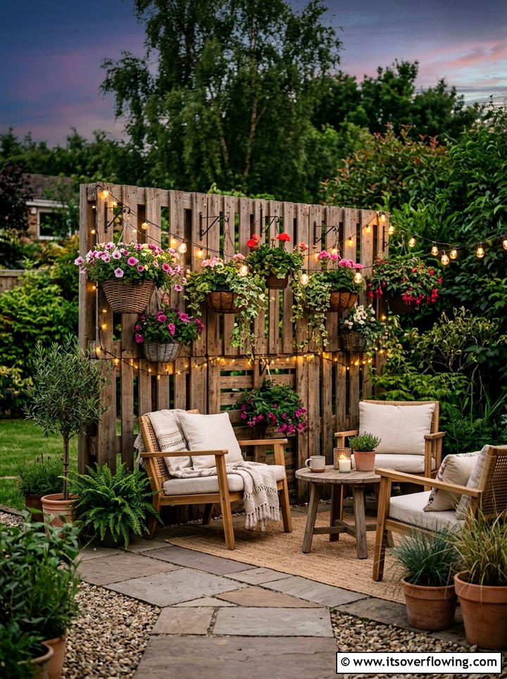 Pallet privacy screen - 25 recycled garden ideas with pallets