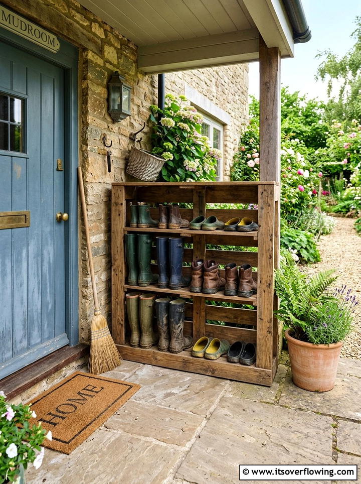 Pallet shoe rack - 25 recycled garden ideas with pallets