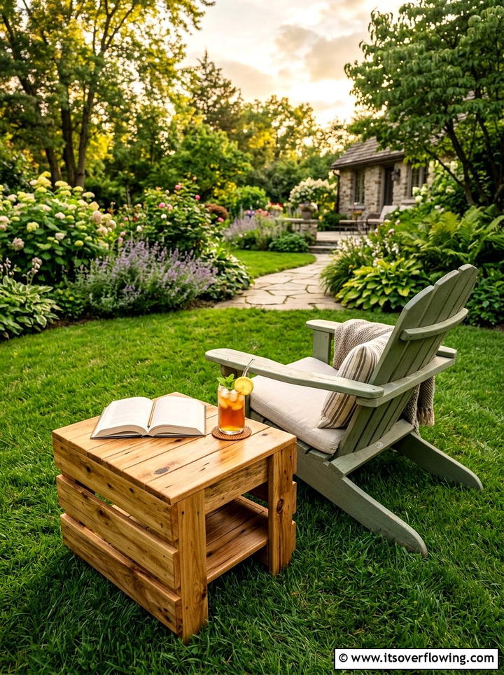 Pallet side table - 25 recycled garden ideas with pallets