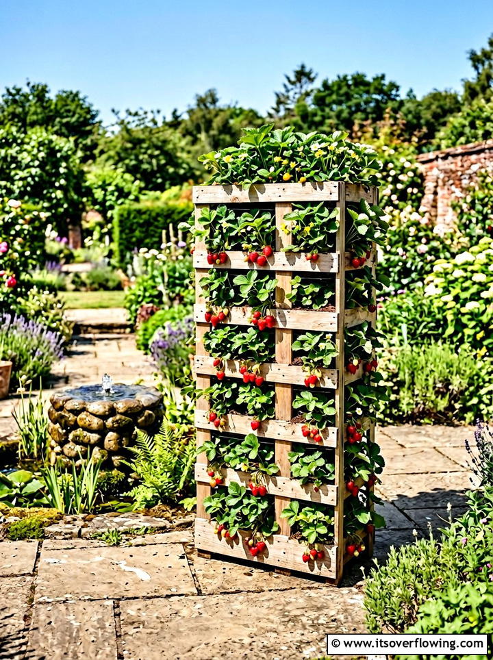Pallet strawberry tower - 25 recycled garden ideas with pallets