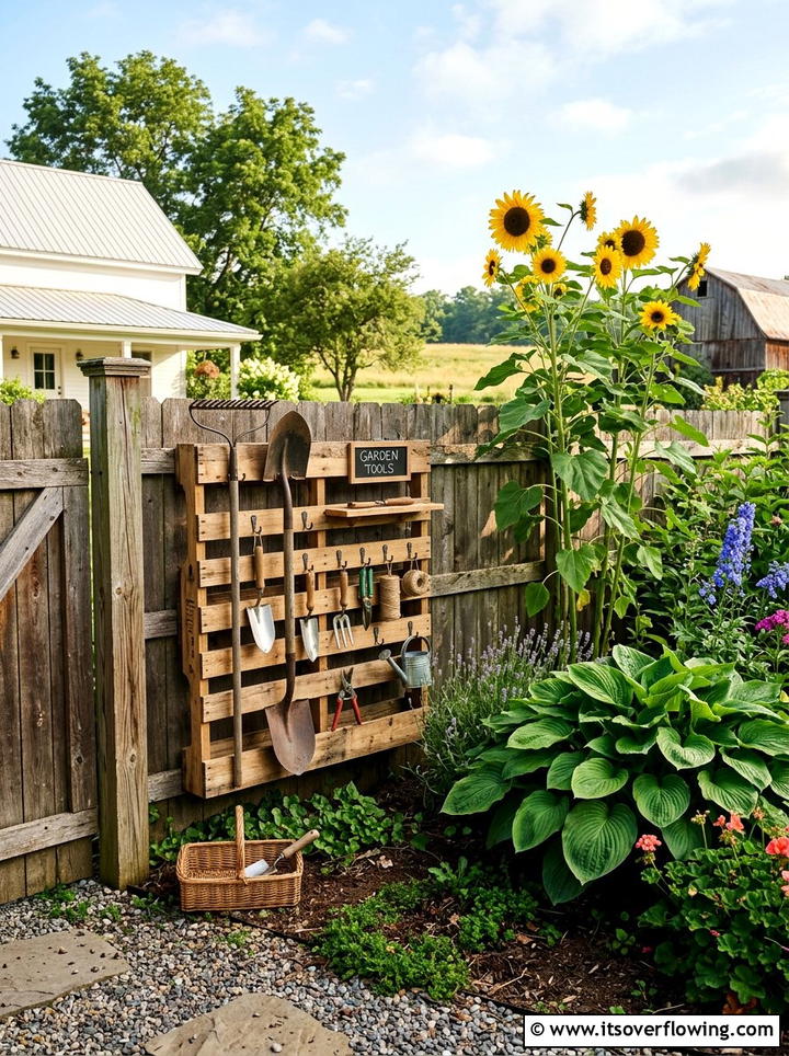 Pallet tool organizer - 25 upcycled garden ideas with tool storage