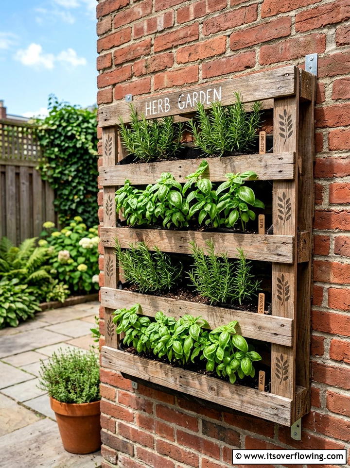 Pallet vertical herb garden - 25 reusing old things ideas for garden art