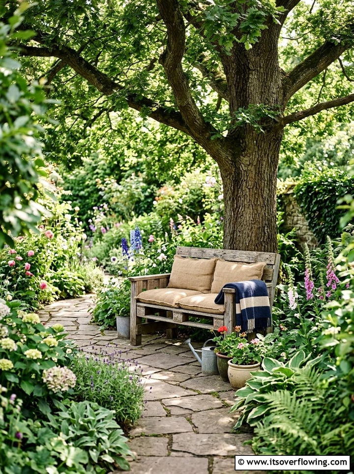 Pallet wood garden bench - 25 upcycled garden ideas with farmhouse style