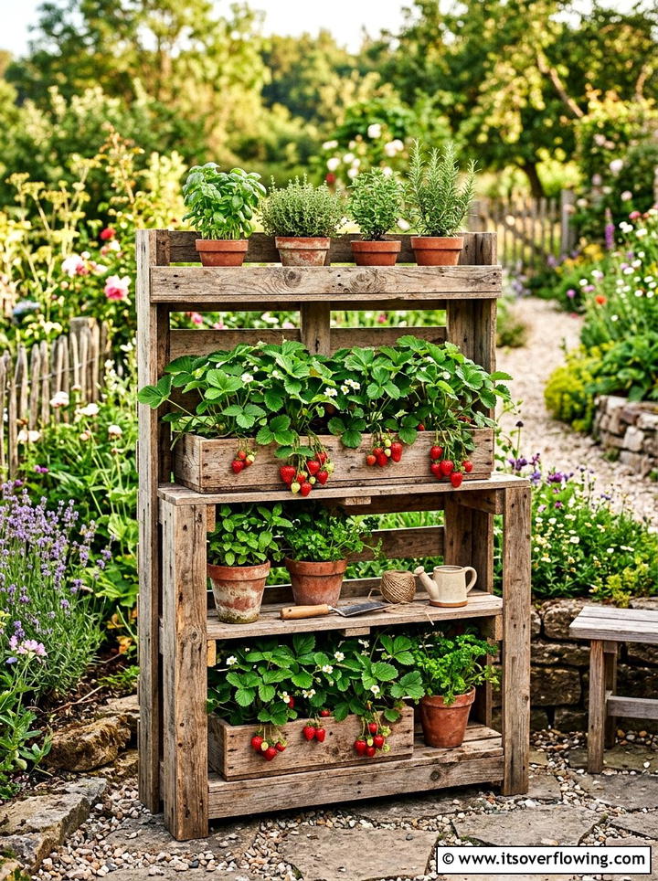 Pallet wood shelf - 25 recycled garden ideas with old shelves