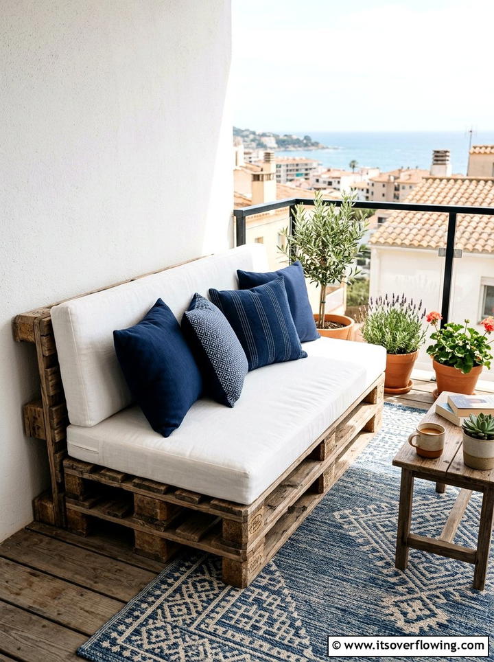 Pallet wood sofa - 25 garden decor ideas for apartments