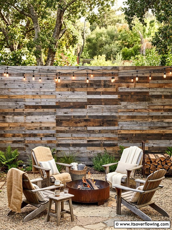 Pallet wood wall - 25 backyard ideas with privacy screens