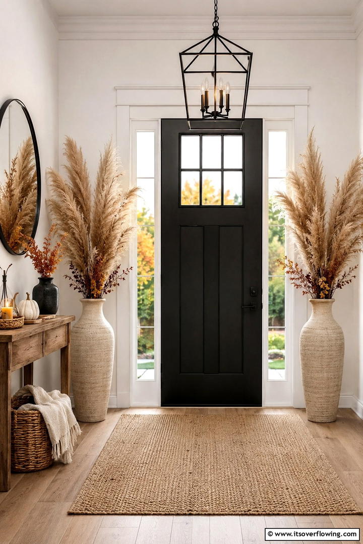 Pampas Grass Fall Accent - 50 Fall Front Door Decor Ideas Roundup- Curb Appeal