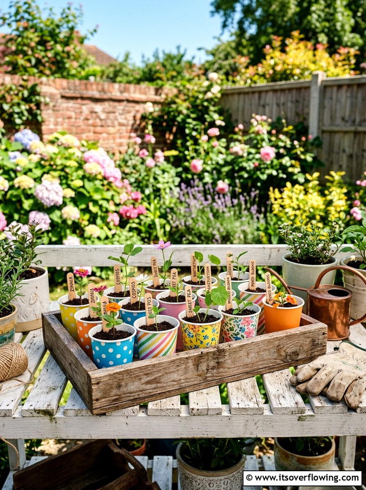 Paper Cup Seedling Tray - 25 recycled garden ideas with seed starting trays