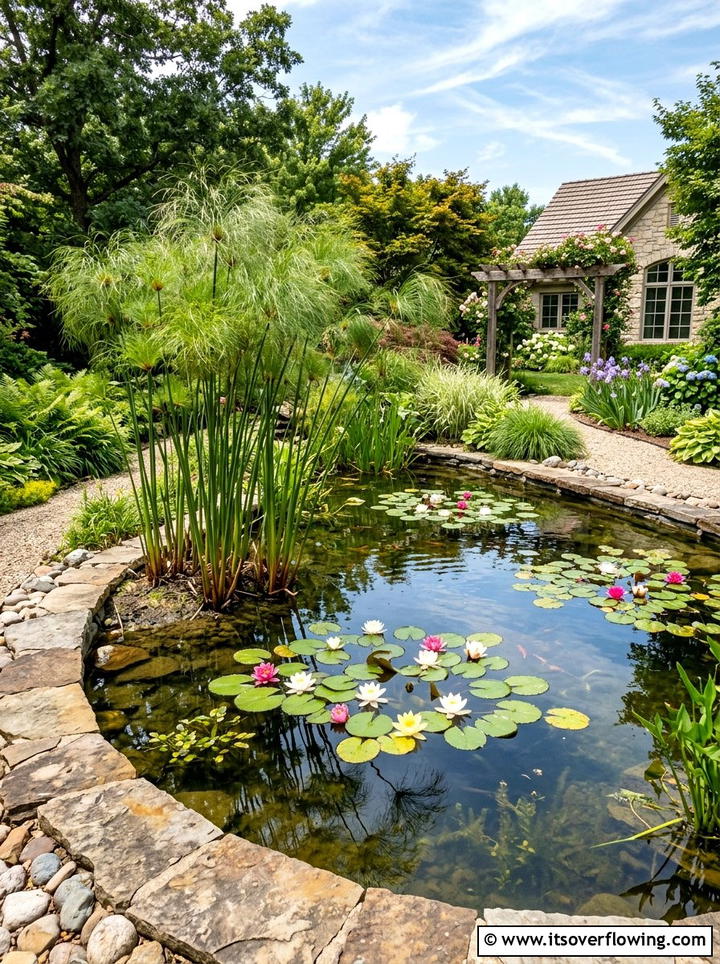 Papyrus Water Garden - 25 creative garden ideas with tropical foliage