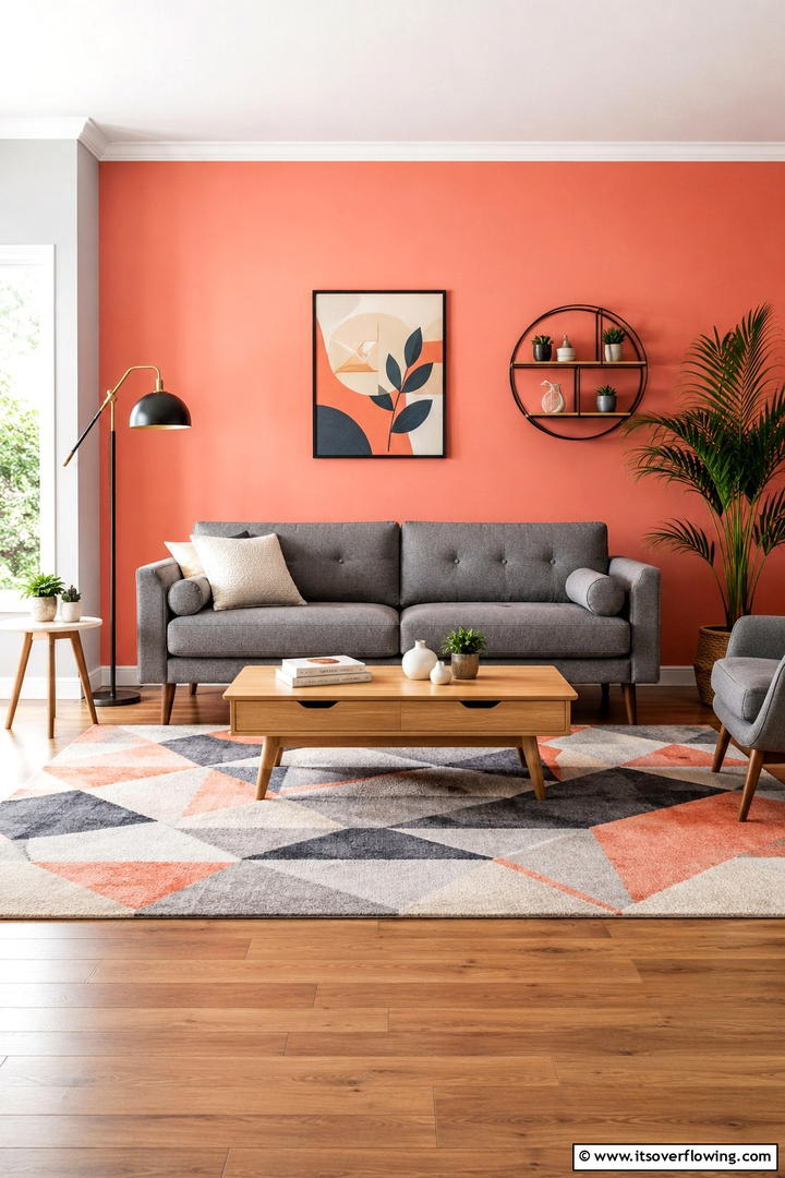 Pastel Coral Living Space - 30 Pastel Colour Home Design Ideas for a Serene Ambiance