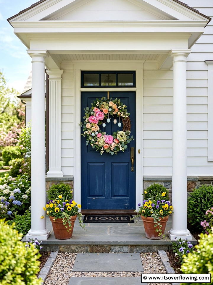 Pastel Front Door Wreath - 25 front porch decor ideas for easter