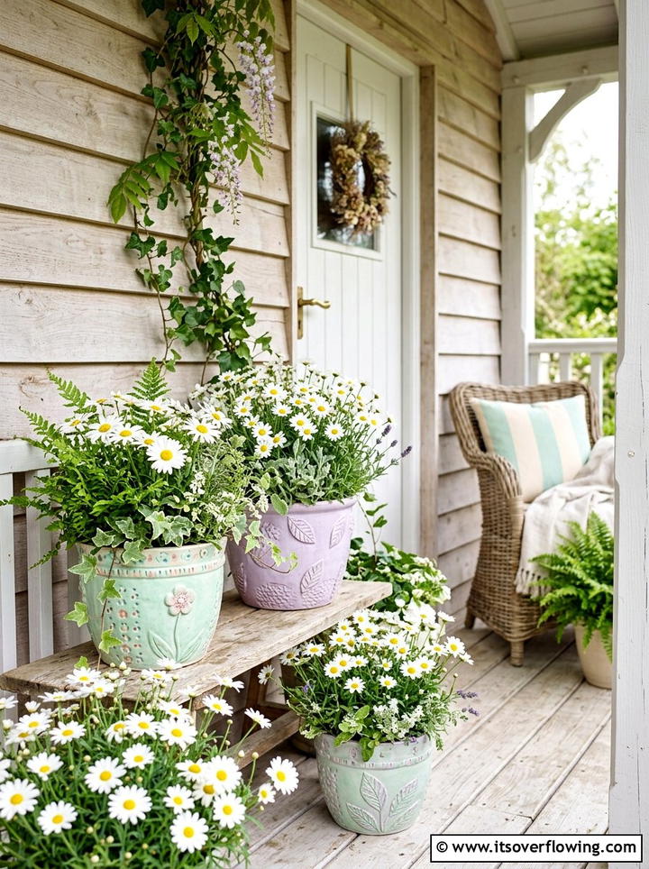 Pastel Shade Porch Pots - 25 front porch ideas with ceramic pots
