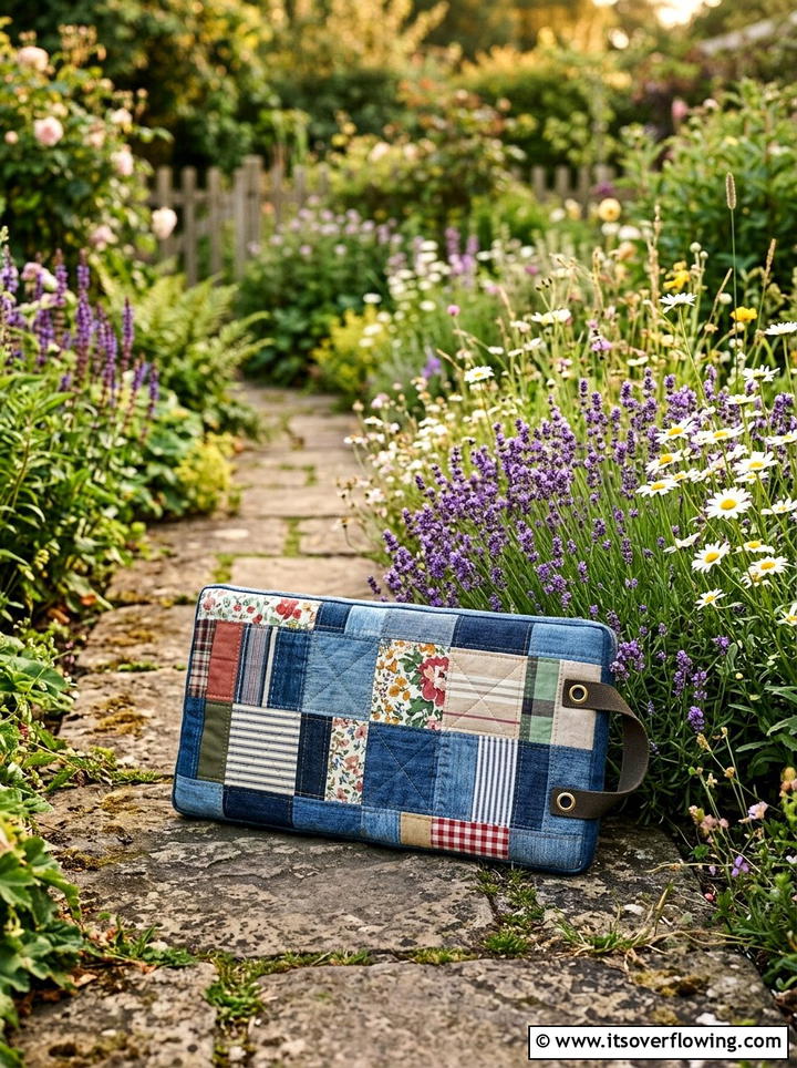 Patchwork Garden Kneeling Pad - 25 upcycled garden ideas with fabric scraps