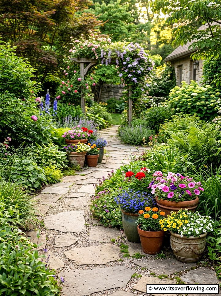 Pathway Edge Plant Pot - 25 backyard ideas with pot clusters