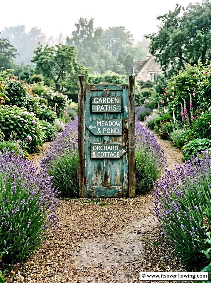 Pathway Marker From Old Door - 25 upcycled garden ideas with old doors