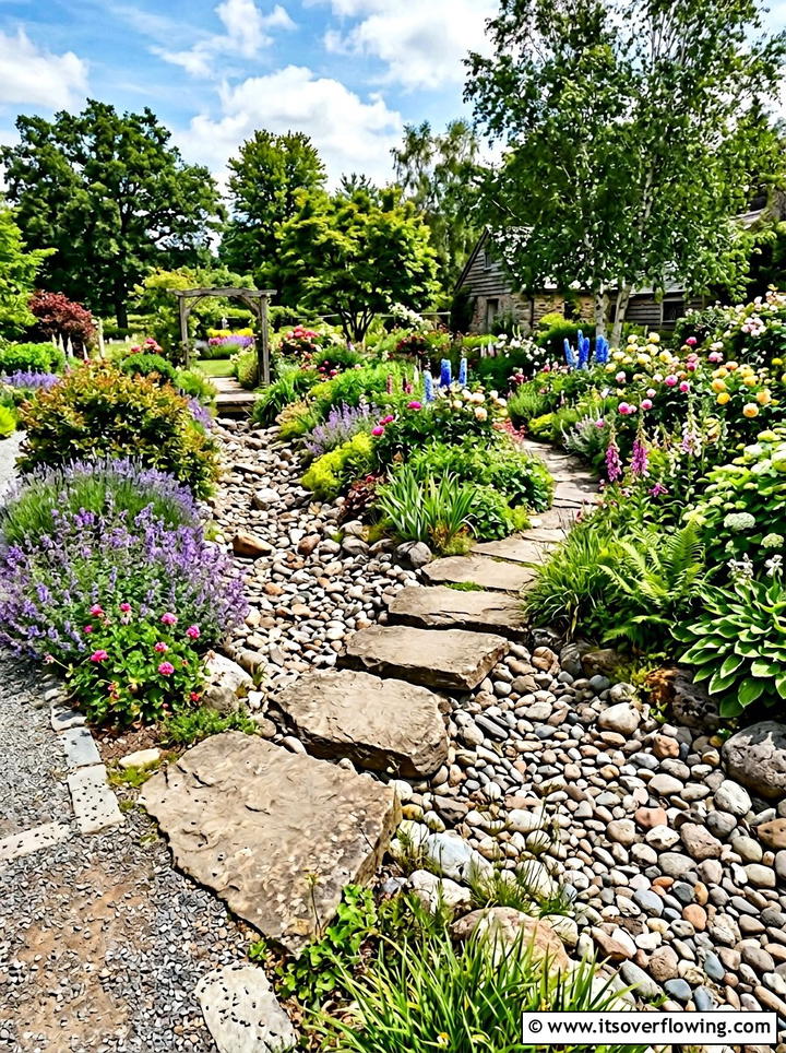 Pathway crossing dry stream - 25 garden design ideas with dry creek beds