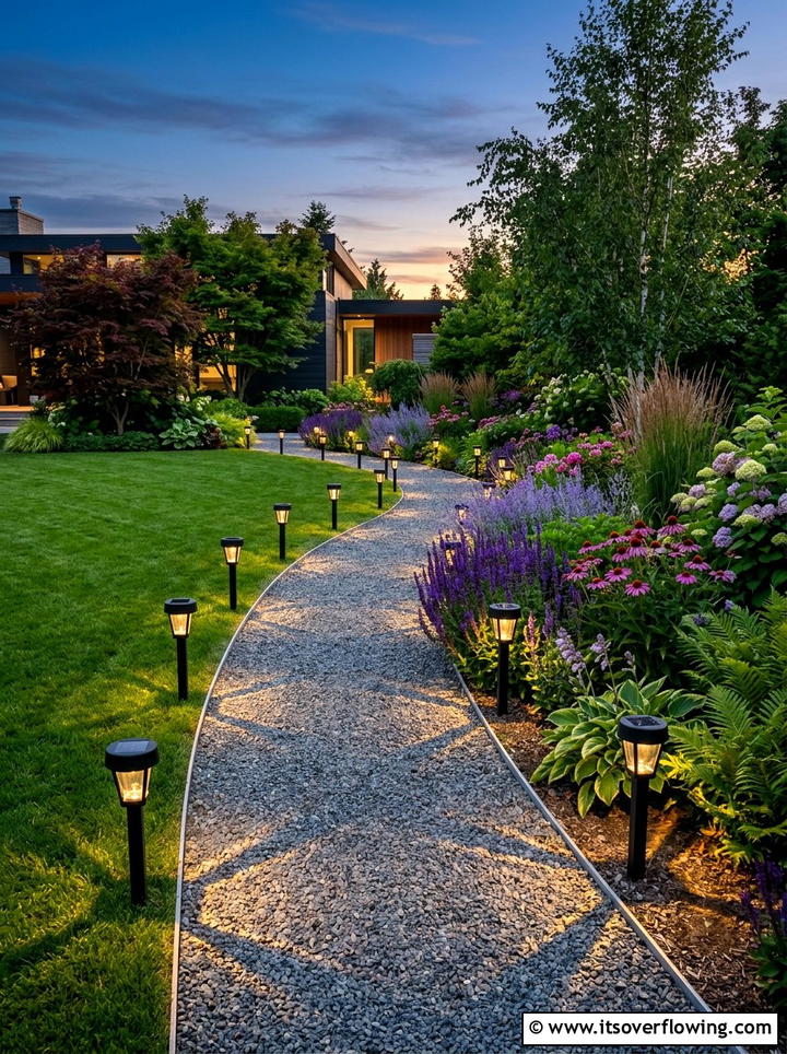 Pathway solar stake lights - 25 garden ideas with solar lights