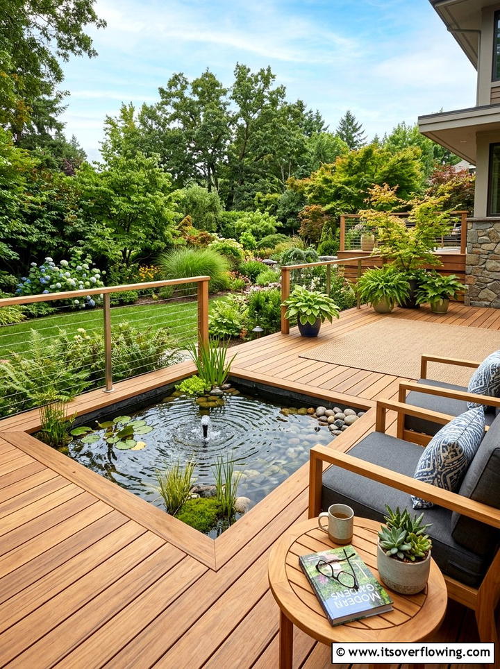 Patio Deck Water Feature - 25 creative garden ideas with mini ponds