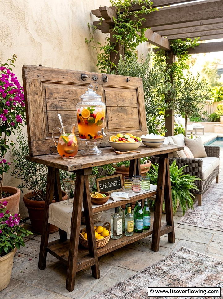 Patio Drink Station - 25 upcycled garden ideas with cabinet doors