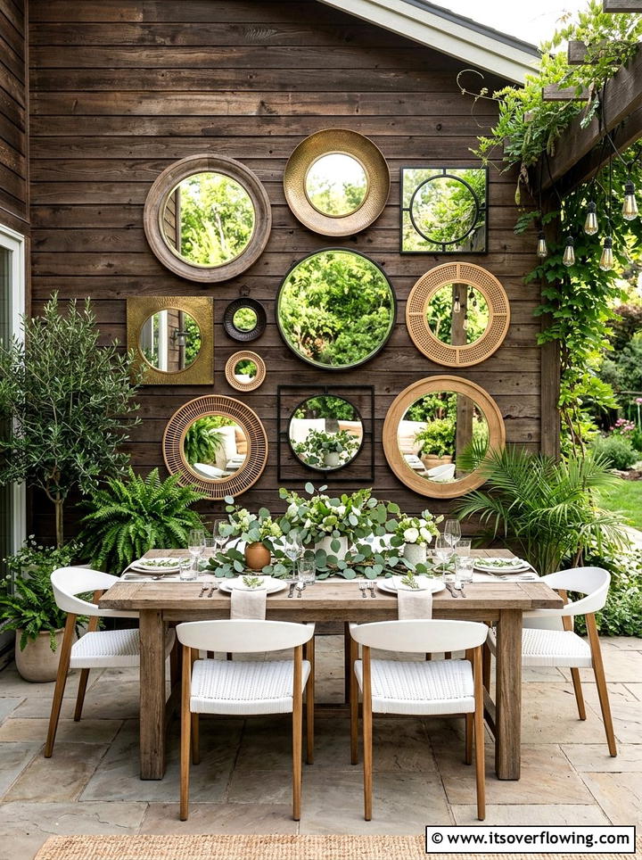 Patio Gallery Wall - 25 backyard decorating ideas with mirror accents
