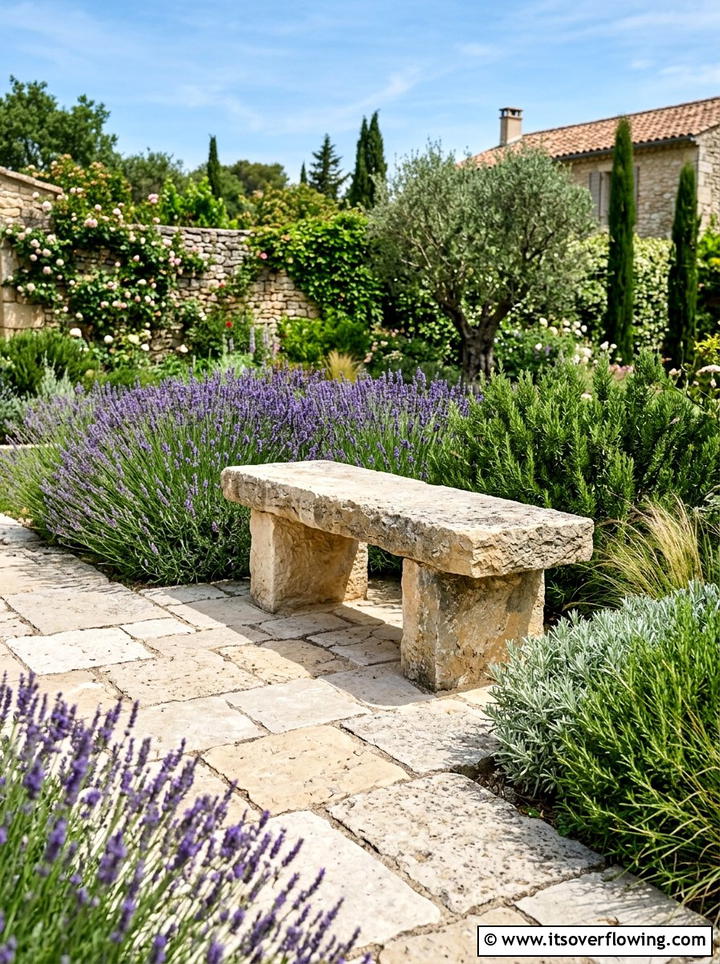 Patio Stone Bench - 25 backyard ideas with built in seating