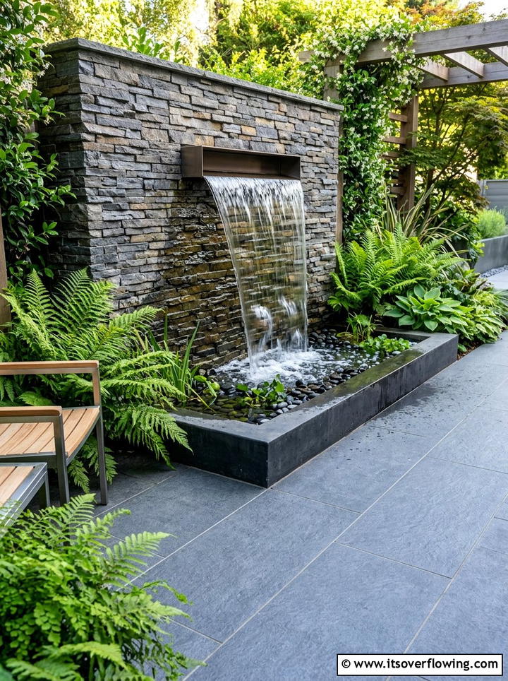 Patio Water Feature - 25 backyard ideas with patio