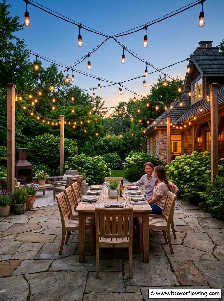 Patio bistro lighting - 25 garden decor ideas with string bulb lights