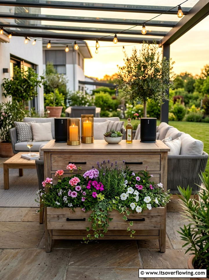 Patio dresser decor - 25 upcycled garden ideas with old dressers