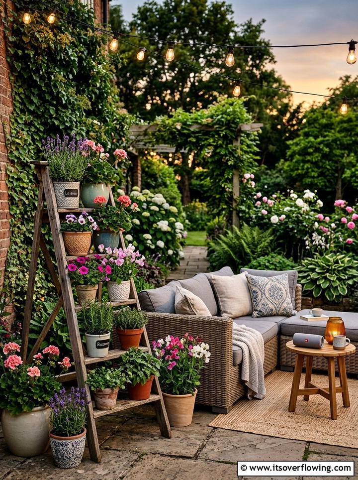 Patio ladder garden - 25 creative garden ideas with ladder planters