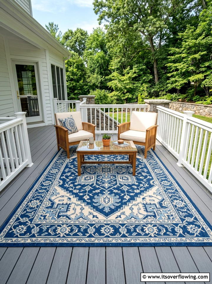 Patterned Outdoor Area Rug - 25 front porch ideas on a budget
