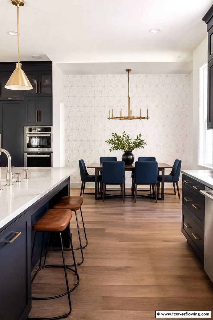 Patterned White Wallpaper Accent - 30 Small White Kitchen Ideas for Bright, Airy Spaces