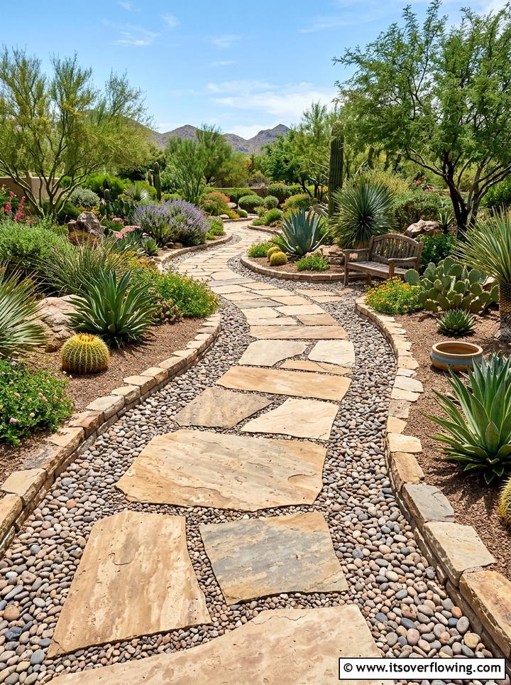 Paved Walkway - 25 garden ideas for dry climate