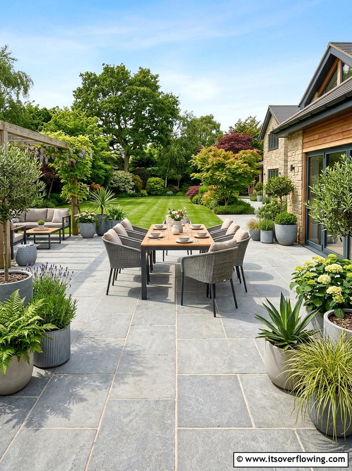 Paved patio area - 25 creative garden ideas with low maintenance design
