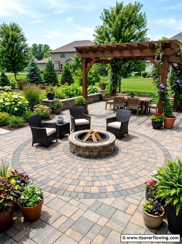 Paver Patio Pergola Fire Pit - 25 backyard ideas with pergola and fire pit