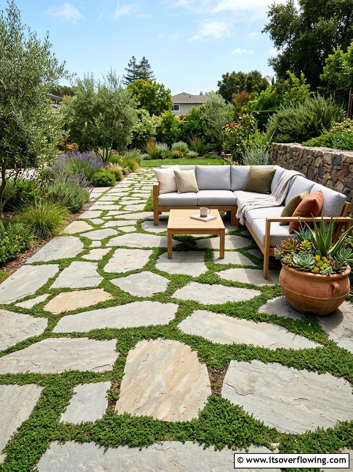 Paver Patio - 25 backyard ideas with drought tolerant plants