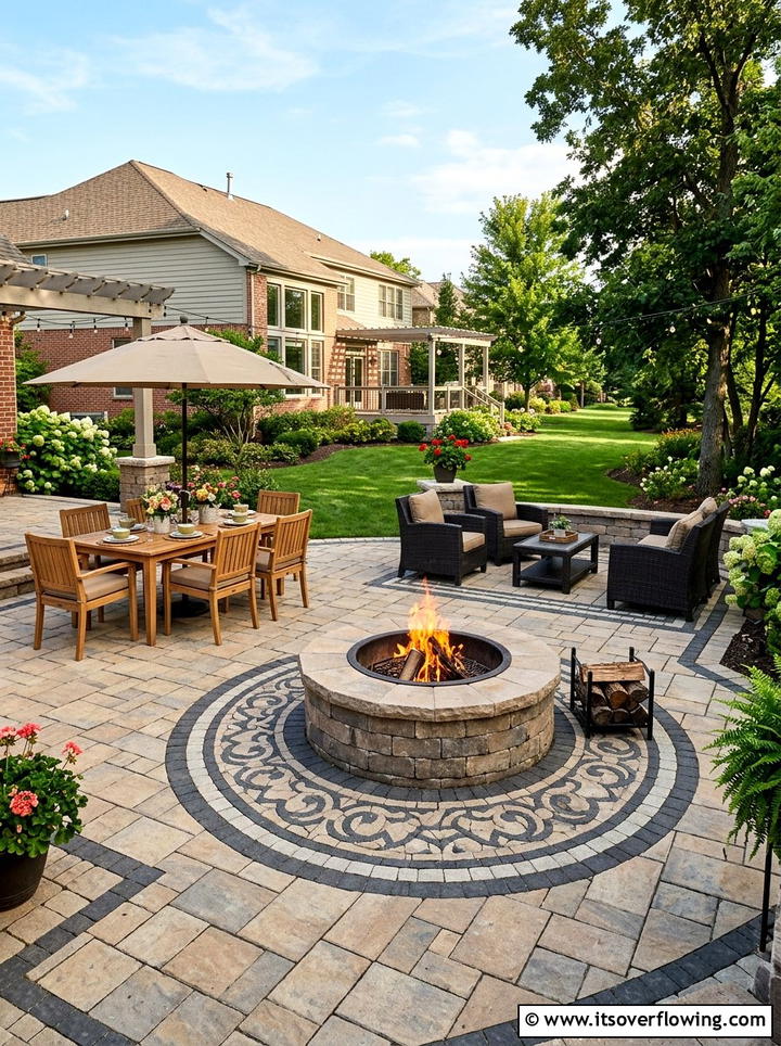 Paver patio fire pit - 25 garden ideas with fire pit