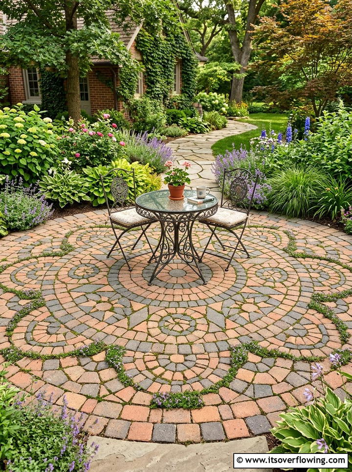 Paver stone mandala - 25 creative garden ideas with mandala gardens
