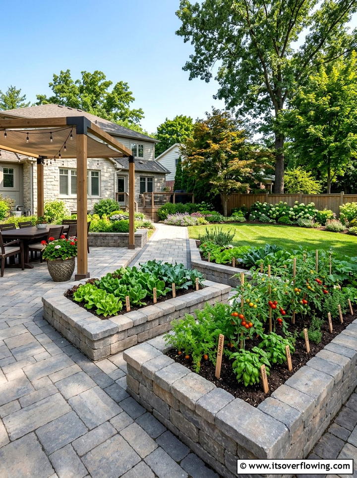 Paver stone raised beds - 25 backyard ideas with raised beds