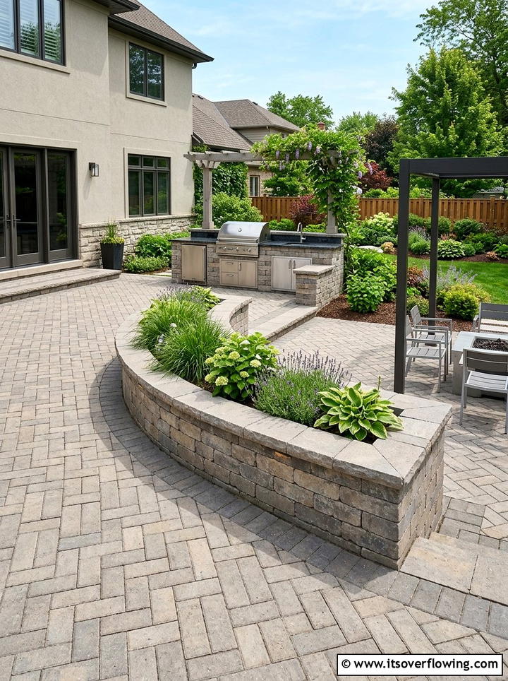 Paver stone seat wall - 25 backyard ideas with stone seating