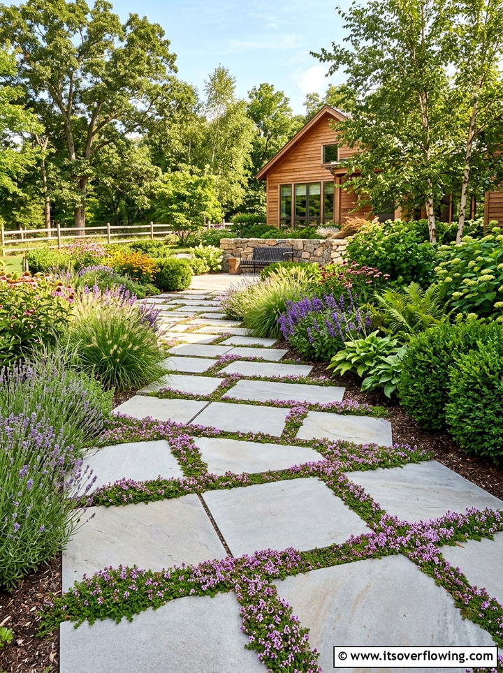 Paver walkway garden - 25 creative garden ideas with minimal planting palette