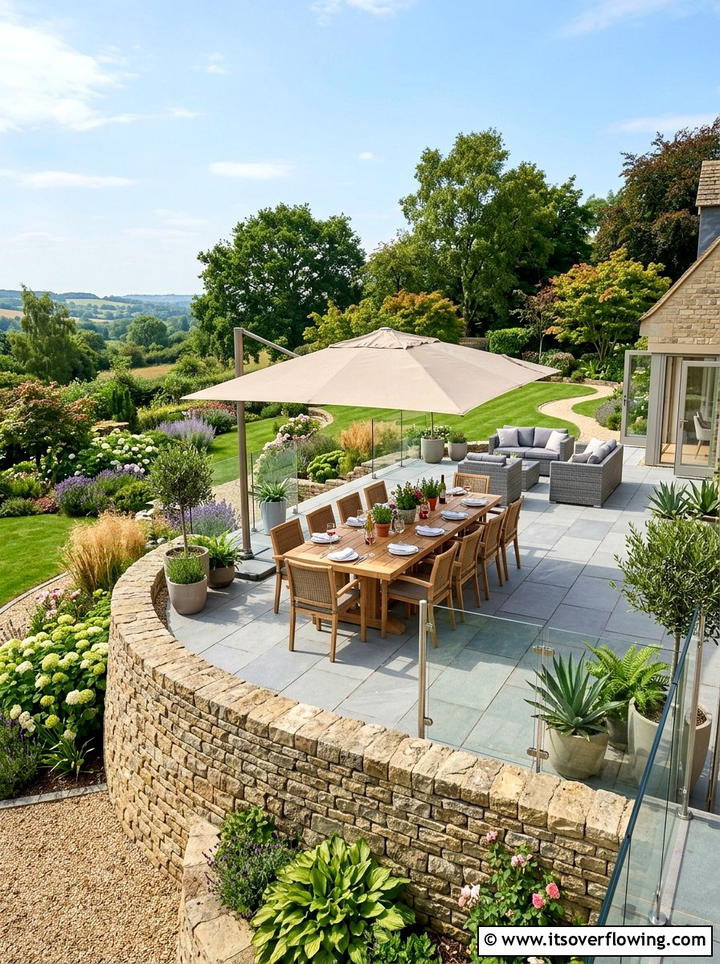 Paving Stone Terrace - 25 garden ideas for uneven ground