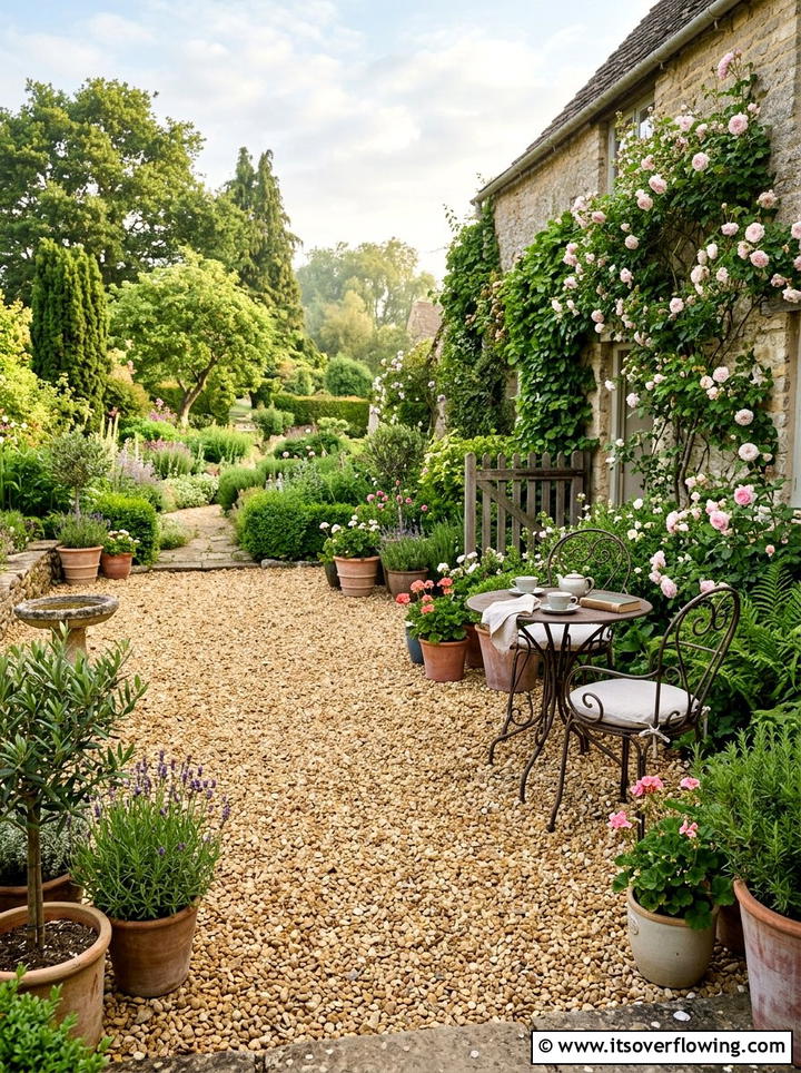 Pea Gravel Patio - 25 garden decor ideas with neutral tones