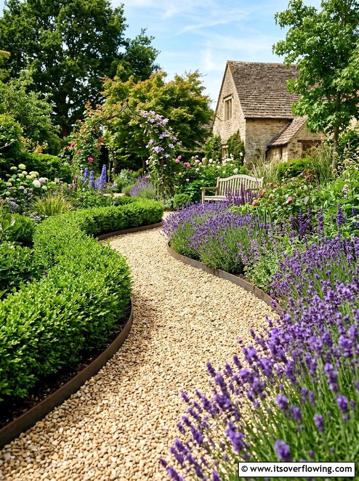 Pea Gravel Walkway - 25 garden ideas with low cost materials