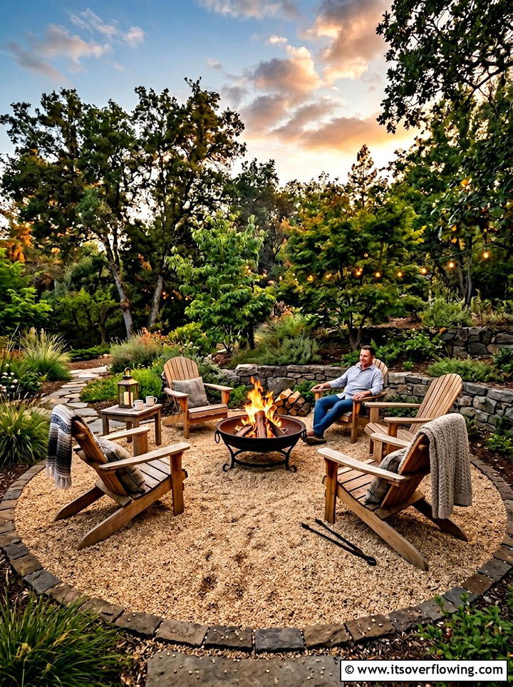 Pea gravel fire pit - 25 backyard ideas with rocks