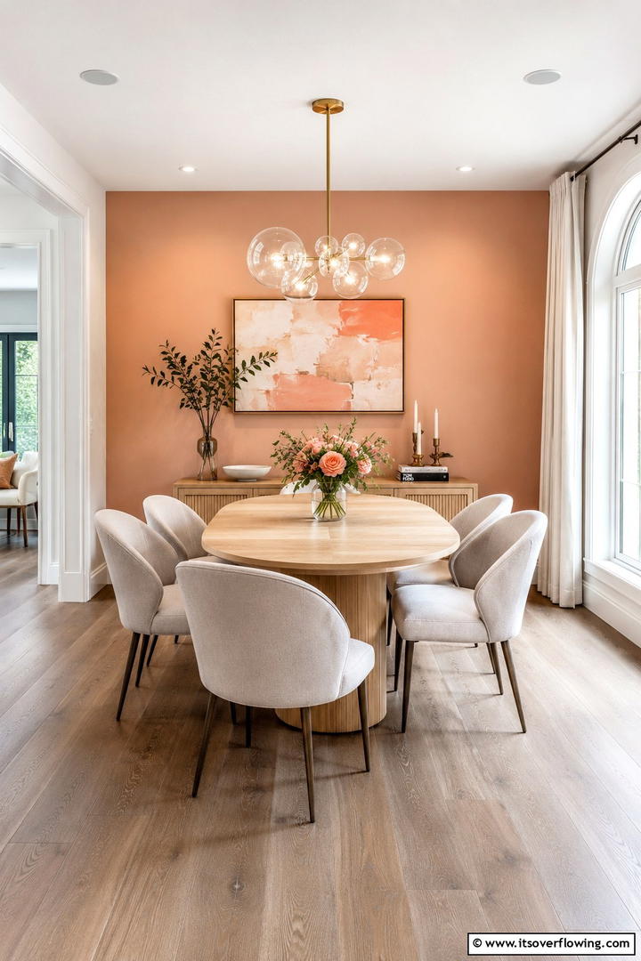 Peachy Keen Dining Area - 30 Pastel Colour Home Design Ideas for a Serene Ambiance