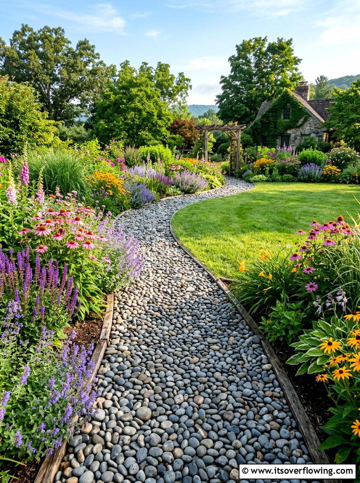Pebble Garden Path - 25 cheap garden ideas for backyard