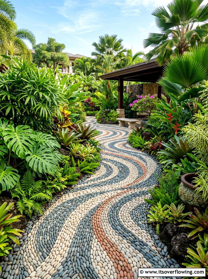 Pebble Mosaic Path - 25 garden ideas with stepping stones