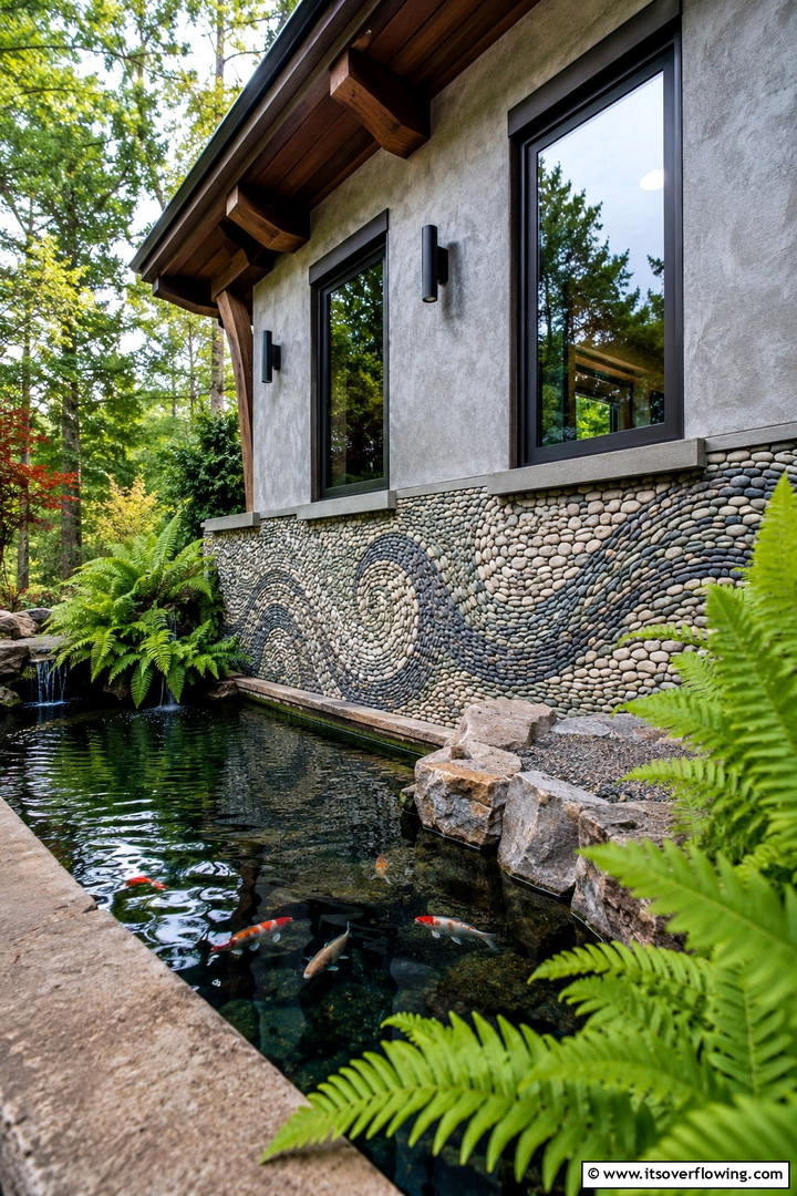 Pebble Mosaic Wainscoting - 25 Exterior Wainscoting Ideas to Enhance Your Home’s Curb Appeal